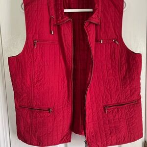Chico's Red Quilted Vest with Stand-Up Collar